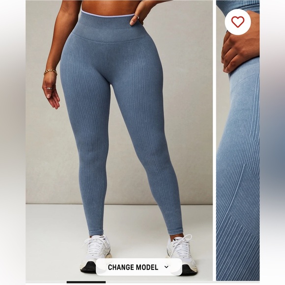 New Fabletics Seamless Rib High-Waisted Legging XL regular washed blue - Picture 2 of 3